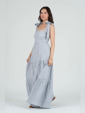 Lucca Women's Striped Tiered Maxi Dress